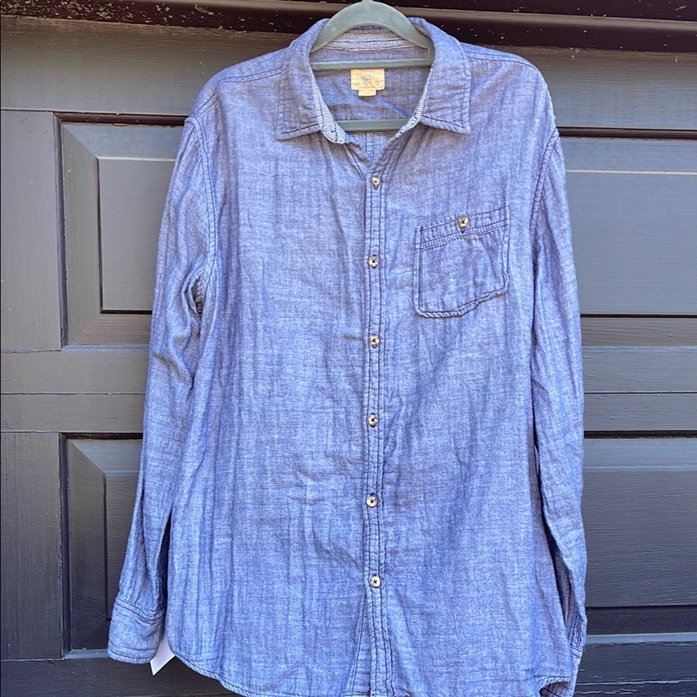 Tre Vero Blue Casual Button Down Shirt